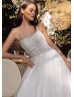 Beaded Spaghetti Straps Ivory Lace Organza Fairytale Wedding Dress